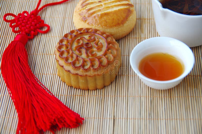 Moon Cakes in Celebration of Chinese MidAutumn Day Stock Photo Image