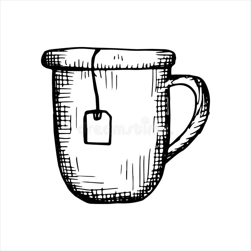 Tea Mug Vector Sketch Icon. Isolated on White Background Stock Vector