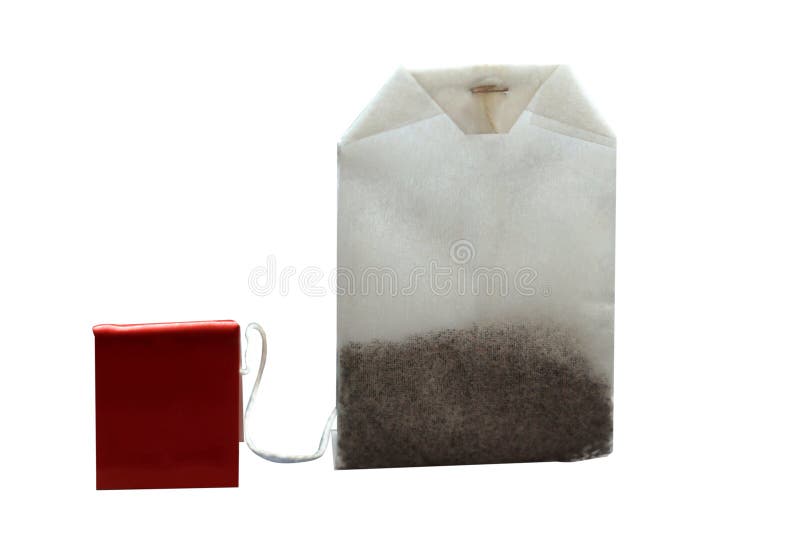 Tea in Paper Bag with Red Label. Isolated on White Background Stock Image Image of thread