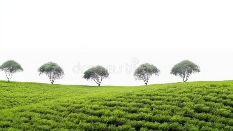 Tea plantation, field on a white background, isolate, natural product. royalty free illustration.