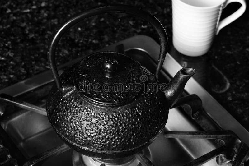 Tea Pot on Stove and White Cup Stock Photo Image of medicine, drink