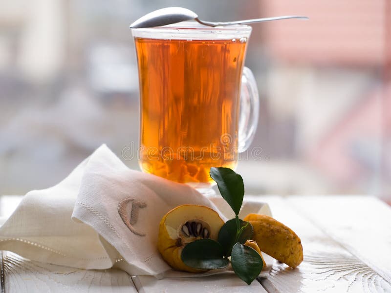 Tea and Quince on the Table Stock Image Image of vegetarian, group