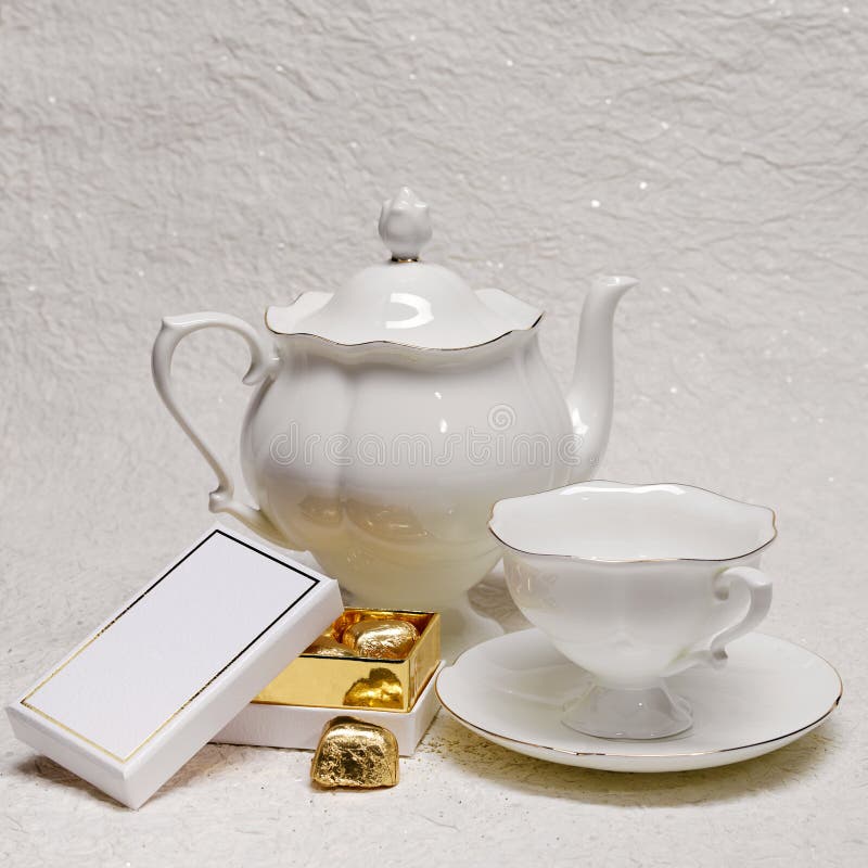 Tea Set Box Gold Candies Stock Photos Free & RoyaltyFree Stock