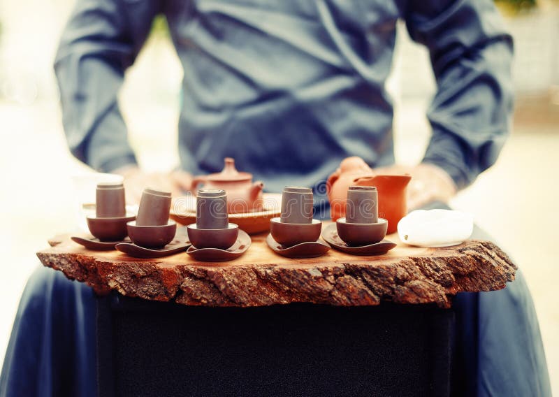 Tea Set for Tea Ceremony. Tea Ritual. Stock Photo Image of leaf
