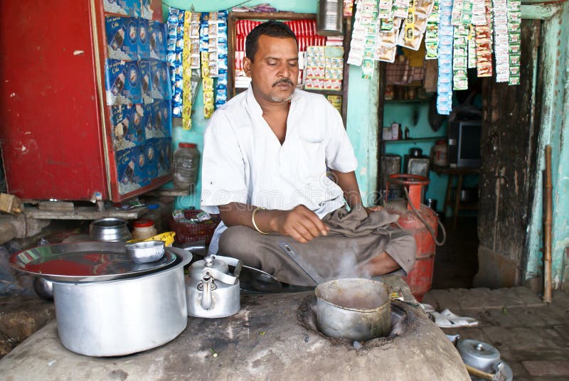 Tea shop in India editorial stock photo. Image of kettle 22090793