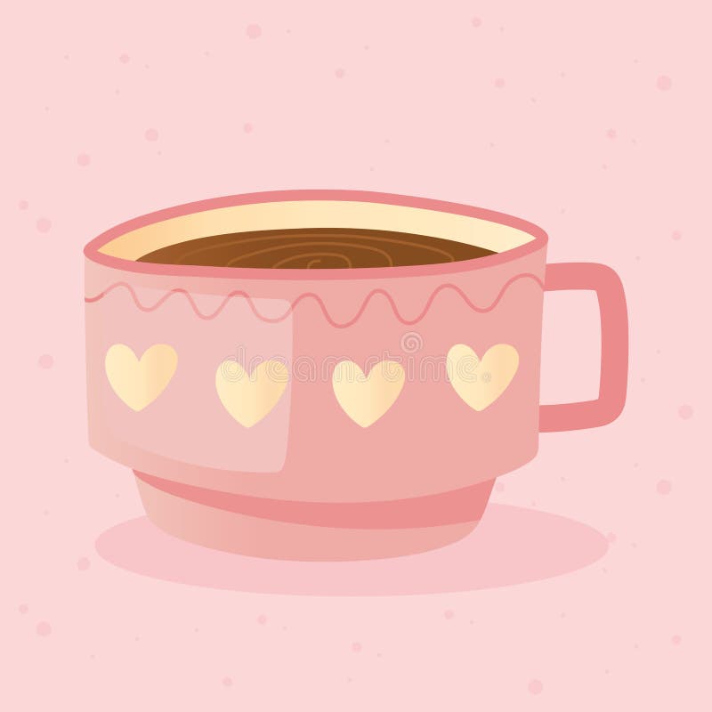 Teacup with Hearts. Love Card Stock Vector Illustration of morning