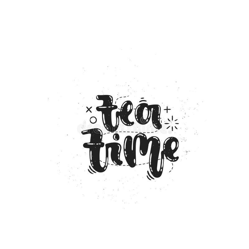 Tea time lettering stock vector. Illustration of freehand 123197796