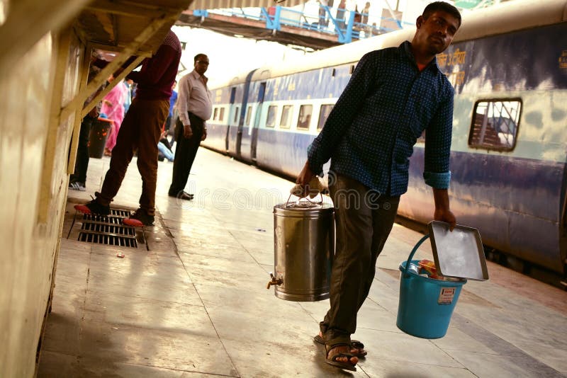 Tea vendor at Indian railway station