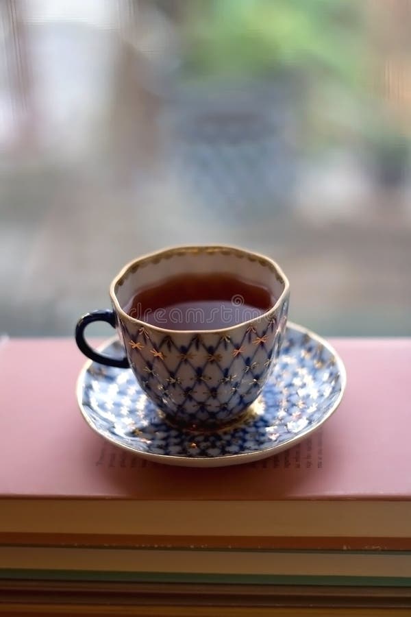 Cup of Tea and Books stock image. Image of fruit, hygge 163912405
