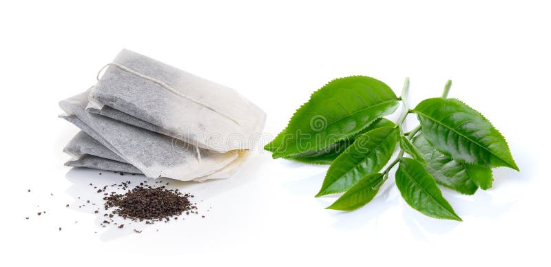 Teabag and tea Isolated on white background