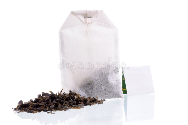 Teabag with White Label and Tea Loose Stock Image Image of loose
