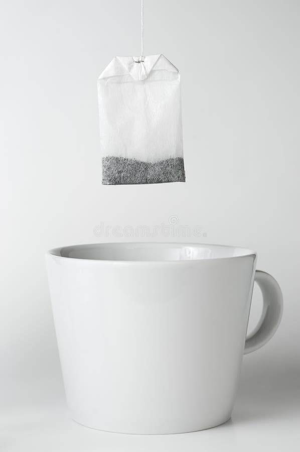 Teabag with white teacup