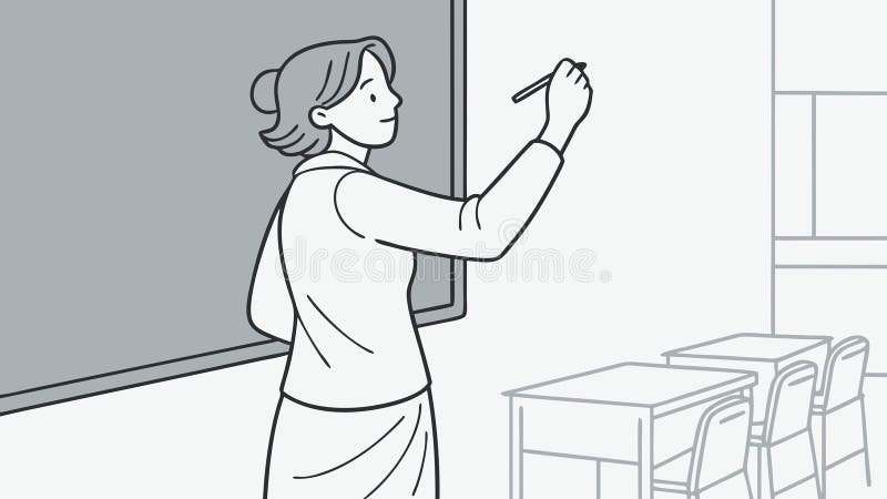 Teacher at Blackboard: Engaging Classroom Instruction, vector design Generative AI stock illustration