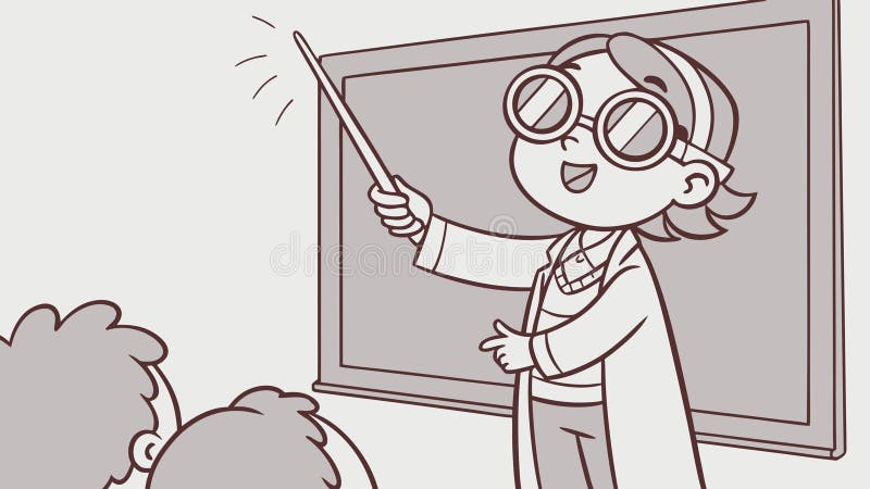 Teacher at Blackboard: Engaging Classroom Lesson, vector design Generative AI royalty free illustration