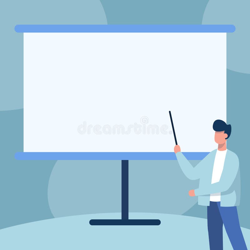 teacher-in-jacket-drawing-standing-pointing-stick-at-blank-whiteboard