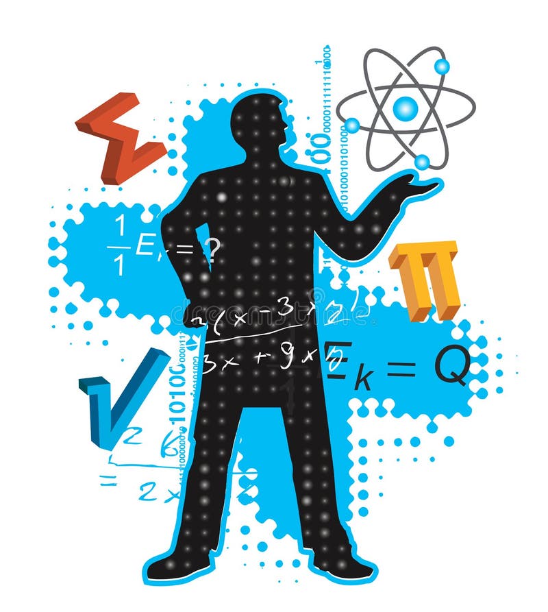 Scientific Math Endless Texture with Formulas on a Starry Space Sky Stock Vector