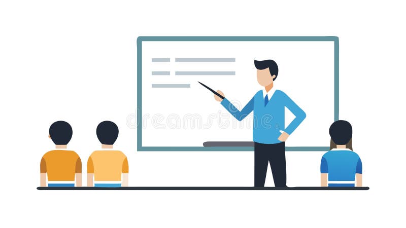 Teacher Presenting to Students, Engaging Classroom Scene, Group Learning, vector design Generative AI royalty free illustration