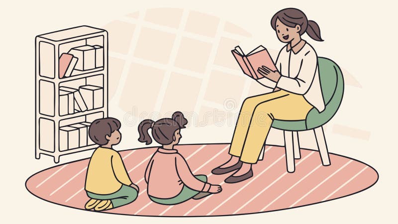 Teacher Reading to Students, Engaging Classroom Learning, vector design Generative AI vector illustration