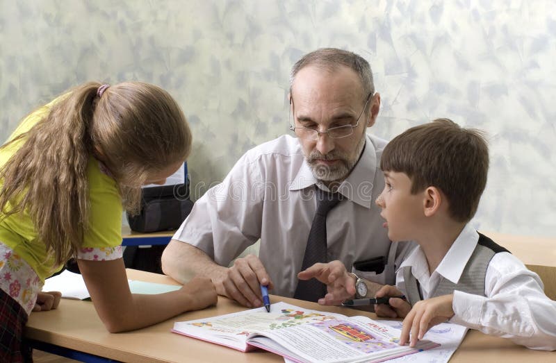 Teacher and schoolboys