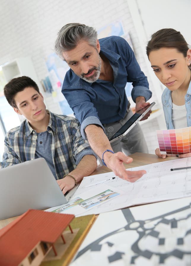 Teacher with Students at Architecture School Stock Image Image of smart, confident 51935037