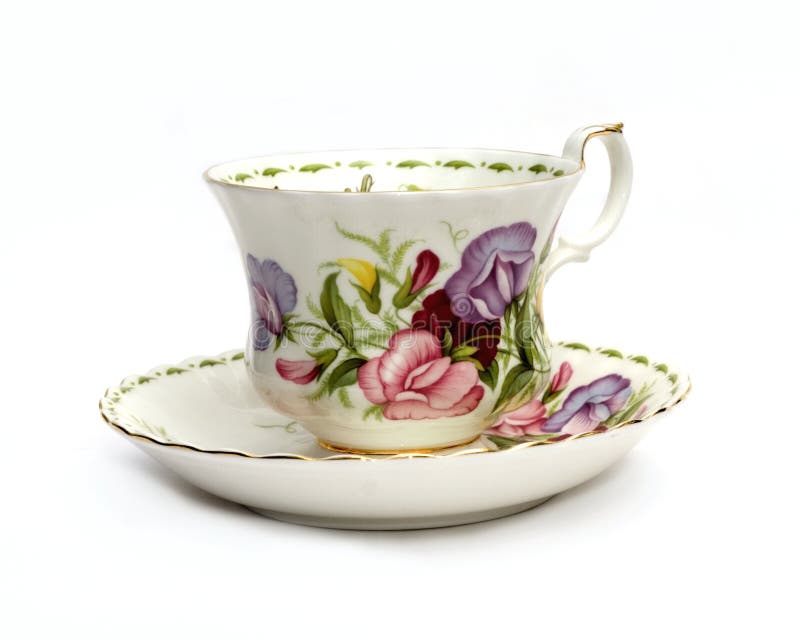 Teacup and Saucer with Sweet Peas