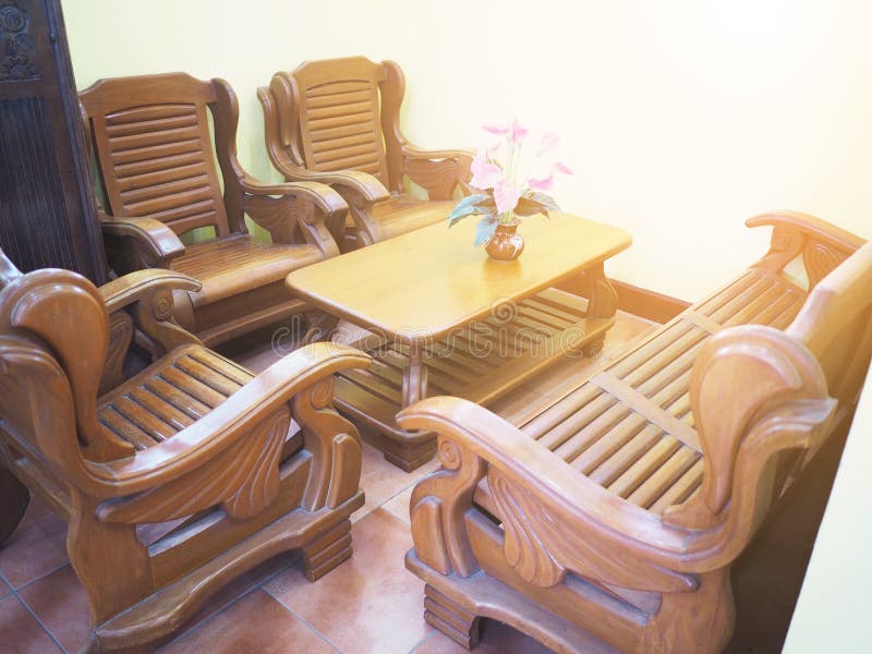 Teak furniture set at room corner. royalty free stock photo Teak furniture set at room corner. royalty free stock photo