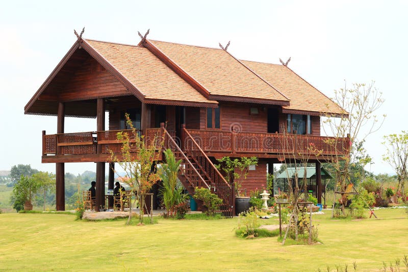 Teak house stock image. Image of thailand, design, tree 17555595