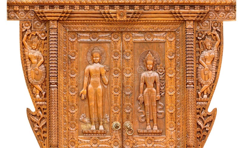 Teak wood carving door