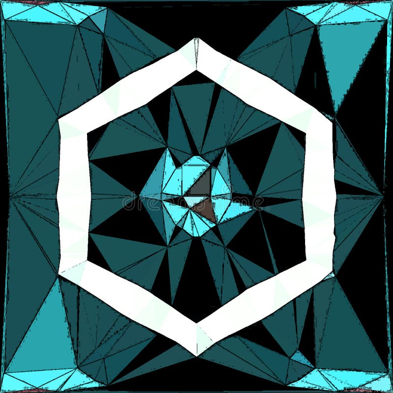 Teal abstract hexagonal crystal banner vector illustration