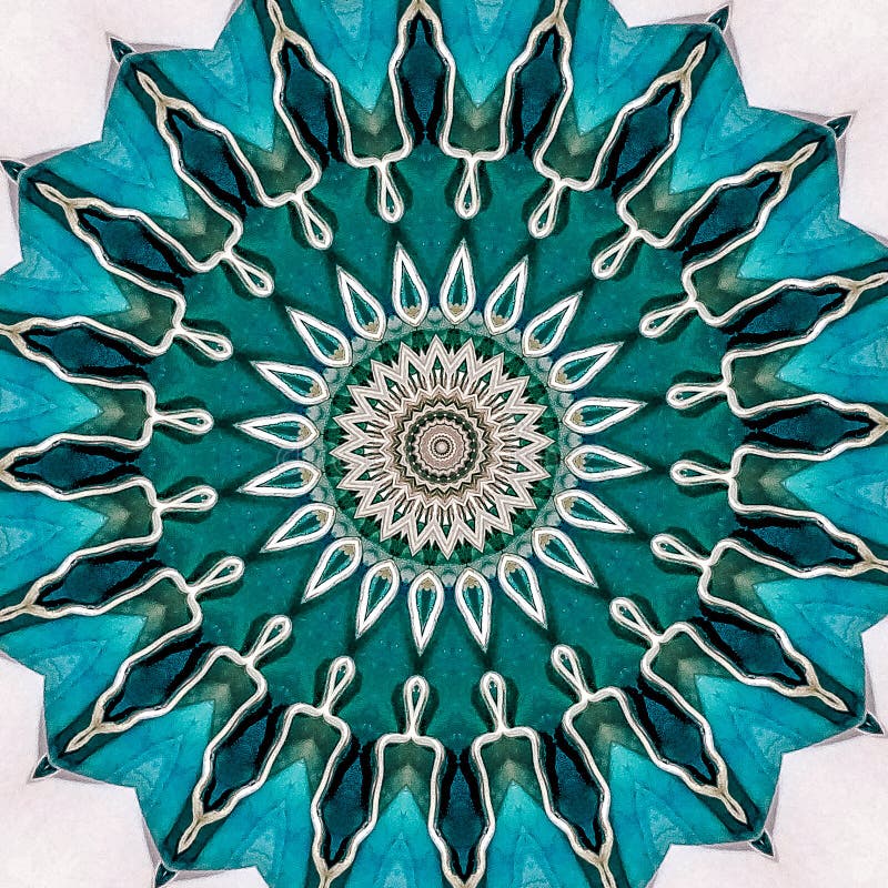 Teal Design of a Mandala stock photo. Image of land 123027640