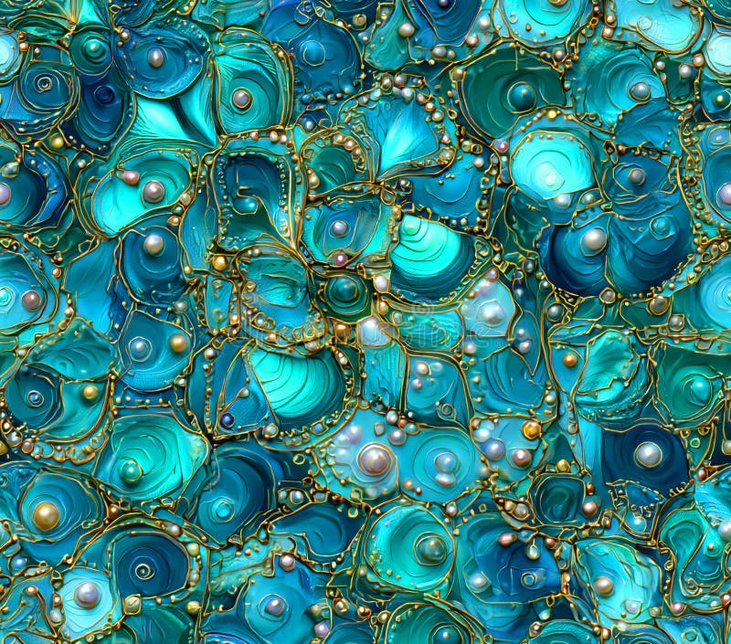 Teal and Gold Sequins CloseUp Texture Background stock illustration