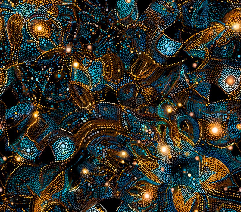 Teal and Gold Sequins CloseUp Texture Background stock illustration