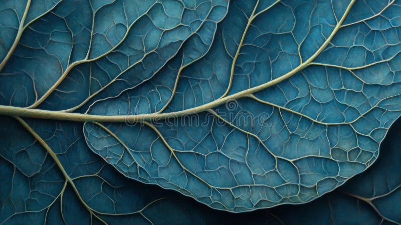 Teal Leaf Veins Detailed Close vektor illustrationer