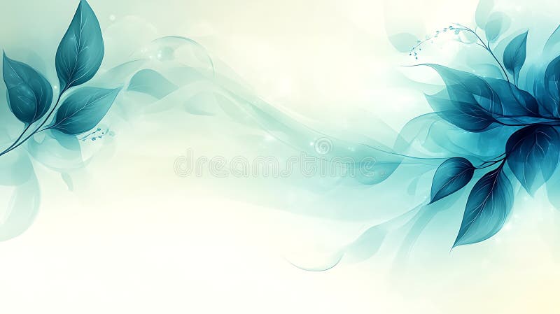 Teal Leaves and Abstract Flowing Design vector illustration