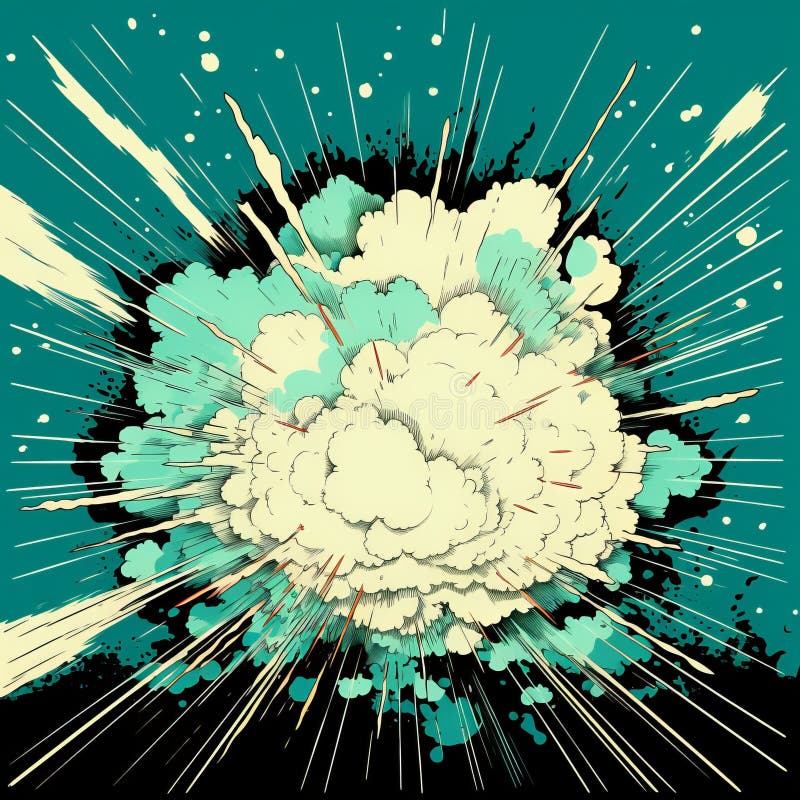 Teal Retro Comic Style Supernova Explosion stock illustration
