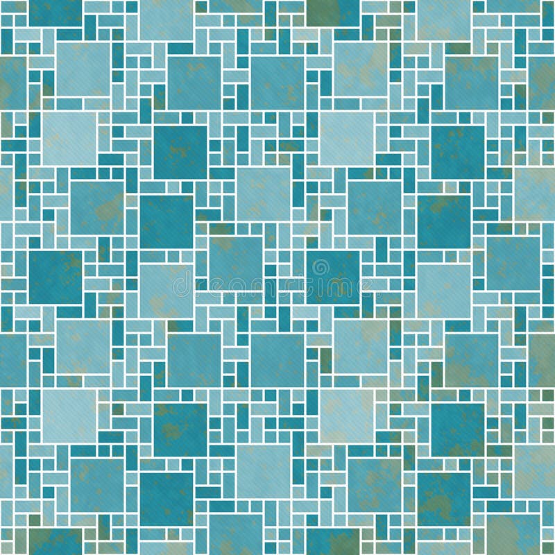 Teal and White Square Mosaic Abstract Geometric Design Tile Patt stock images