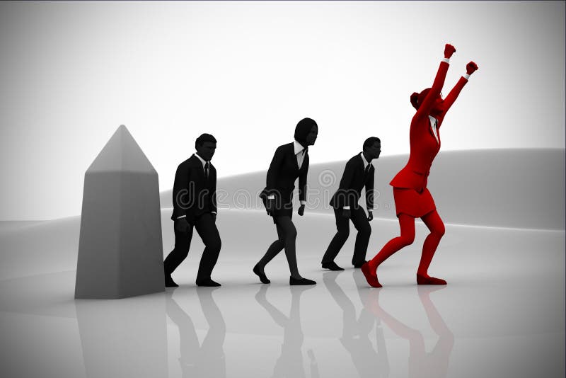 Team achieving a milestone stock illustration Team achieving a milestone stock illustration