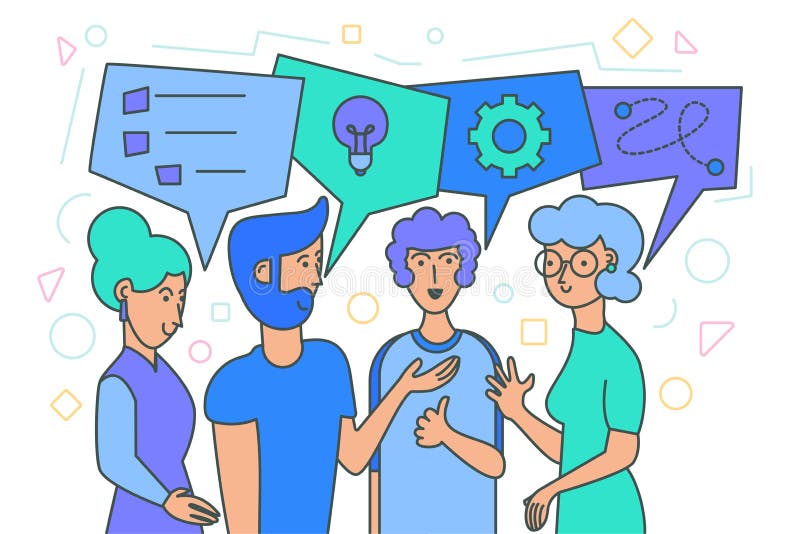 Team brainstorm, idea generation stock illustration