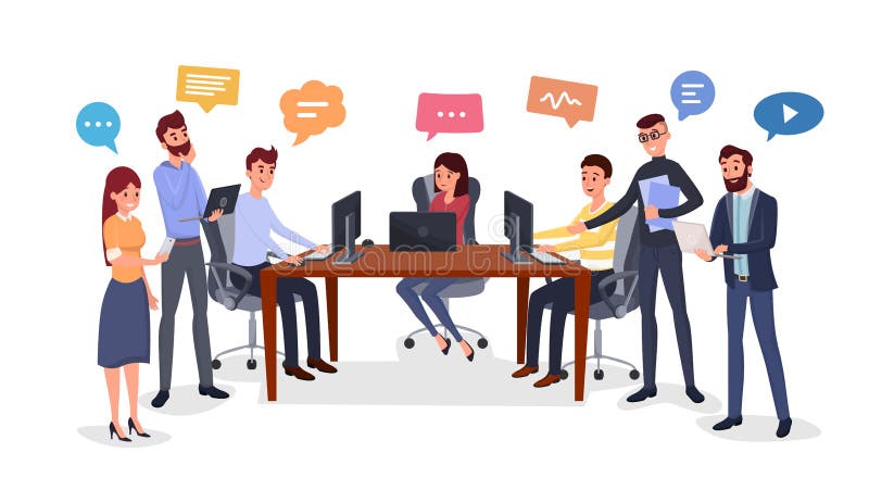 Team brainstorm, idea generation flat illustration stock illustration