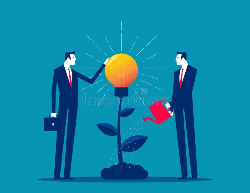Team brainstorming, new idea generation, startup collaboration, idea management, project management, product development, find stock illustration