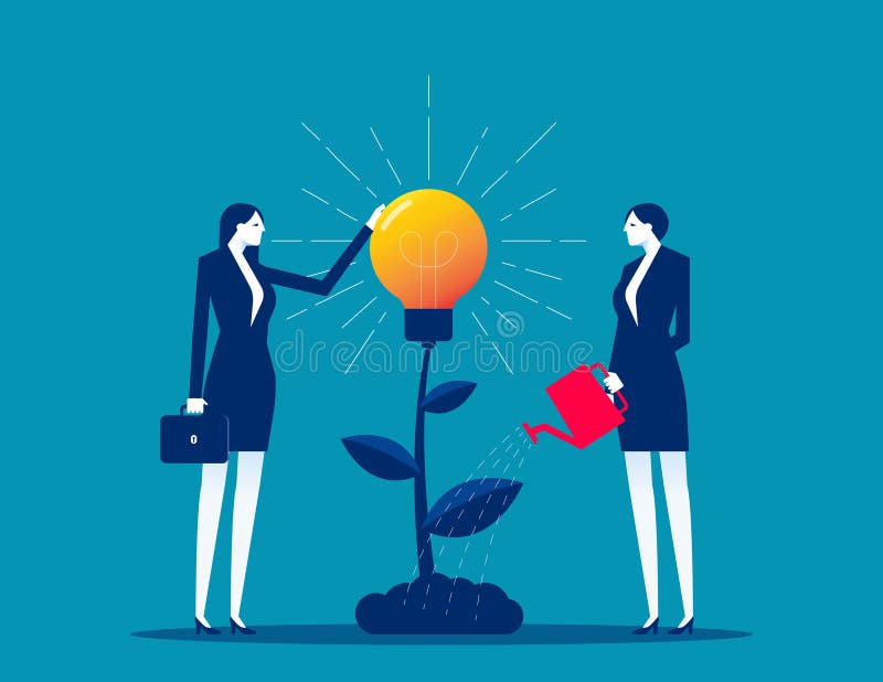 Team brainstorming, new idea generation, startup collaboration, idea management, project management, product development, find royalty free illustration