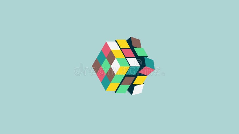Team building concept animation, abstract 3d cubes form, HD animation stock illustration
