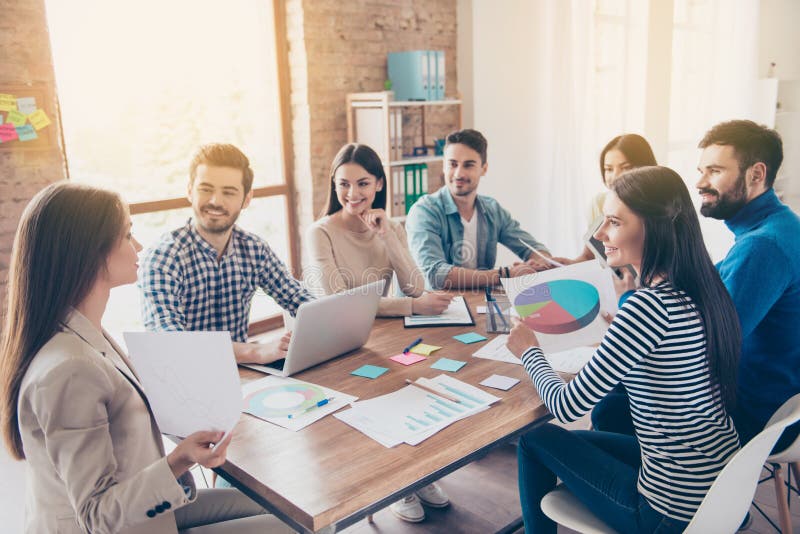 Team building concept. Meeting of colleagues, all of them are i stock photo