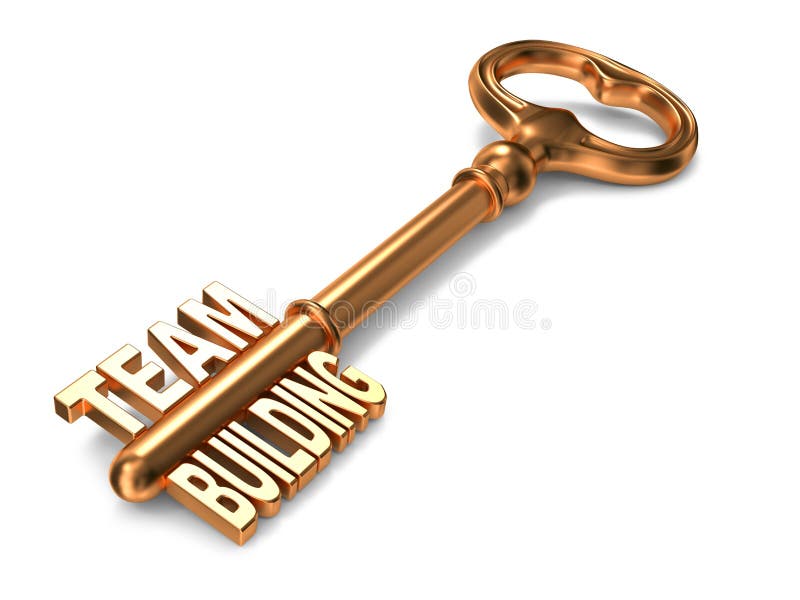 Team Bulding - Golden Key on White Background. 3D Render. Business Concept. Team Bulding - Golden Key on White Background. 3D Render. Business Concept.