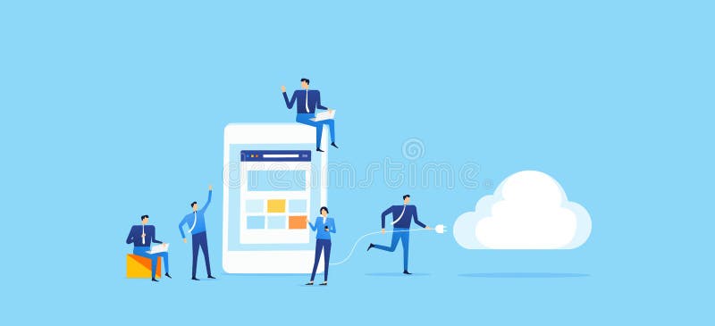 Team business develop application on mobile and connect to cloud