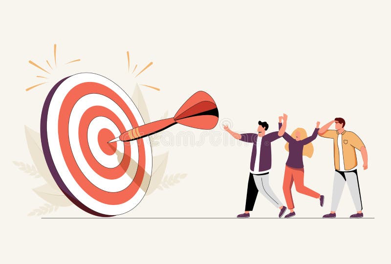 Team business goal, teamwork collaboration to achieve target, coworkers or colleagues with same mission and challenge royalty free illustration