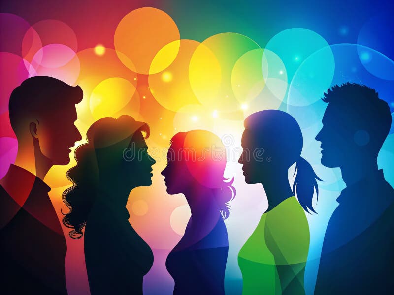 Team Collaboration in Action Diverse Group Discusses Ideas in a Vibrant Virtual Meeting Highlighting Inclusive stock illustration