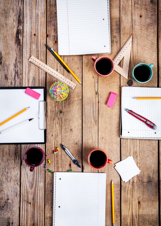 Team collaboration concept. Business planning with coffee and office supplies royalty free stock photography Team collaboration concept. Business planning with coffee and office supplies royalty free stock photography