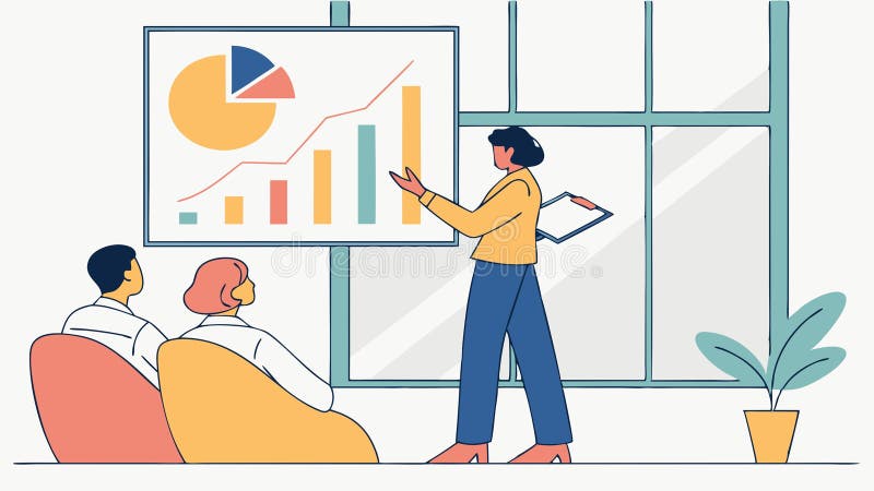 Team collaboration on presentation, dynamic business meeting. vector design Generative AI stock illustration