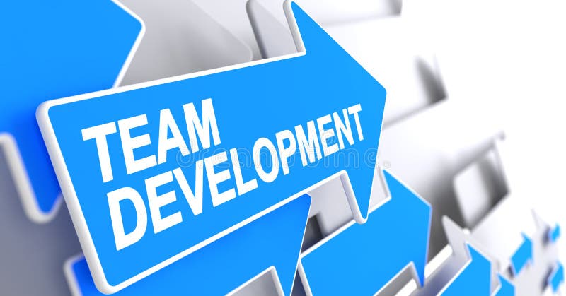 Team Development - Message on Blue Arrow. 3D.